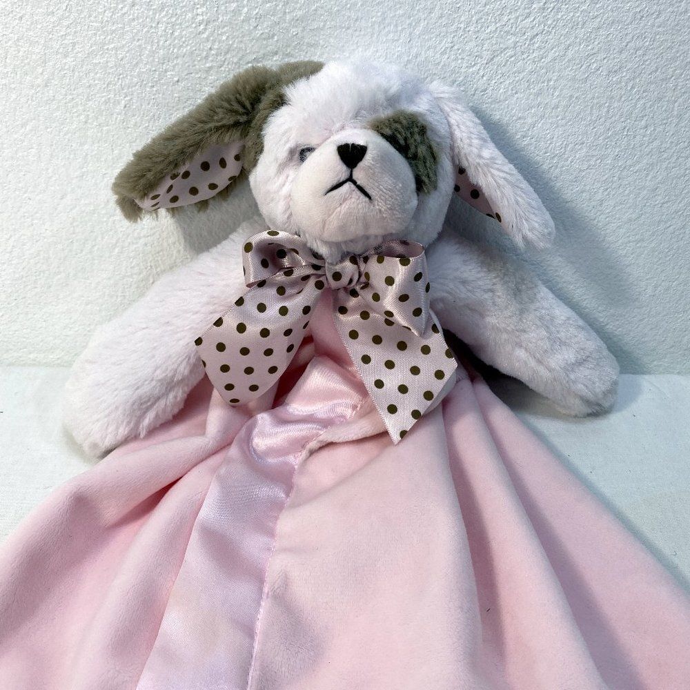 Bearington Baby Collection Puppy Dog Pink Satin Girl Security Blanket Toy Lovey